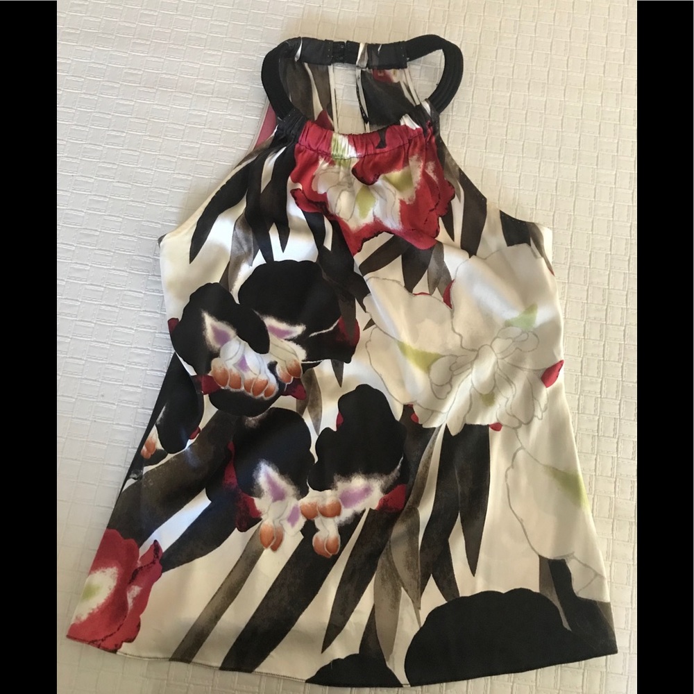 Elie Tahari Sleeveless Silk Abstract Print Top